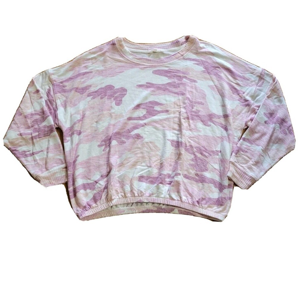 Splendid Sweater Womens Size Medium Pink Camo Long Sleeve Casual Sweatshirt Top